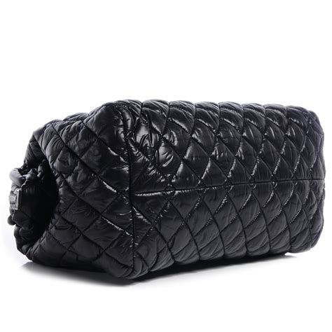 CHANEL Nylon Coco Cocoon Bowling Bag Black 